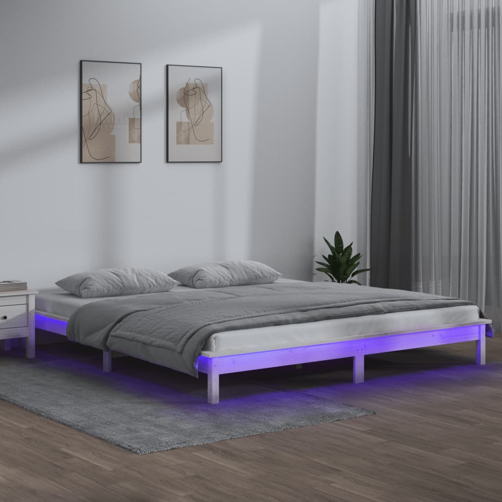 Giroletto con LED Bianco 140x200 cm in Legno Massello