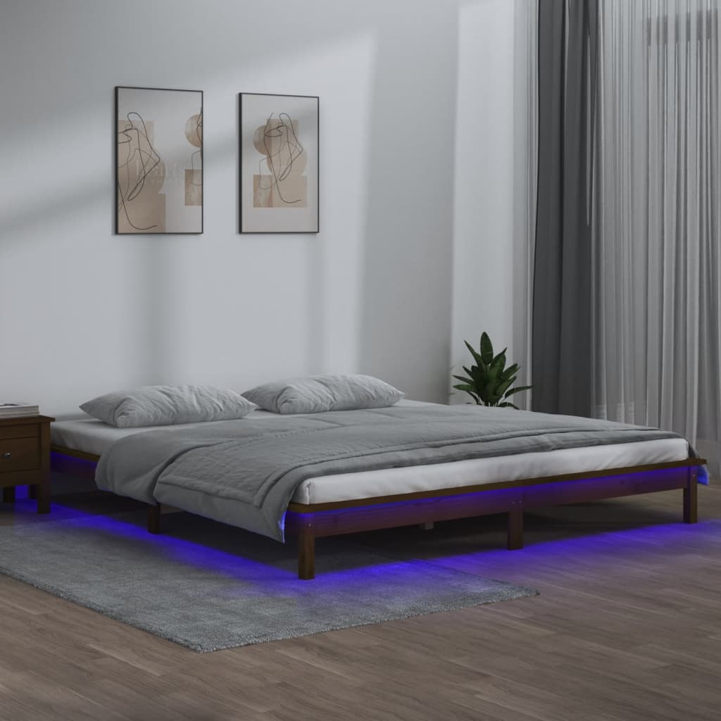 Giroletto con LED senza Materasso Ambra 200x200 Legno Massello