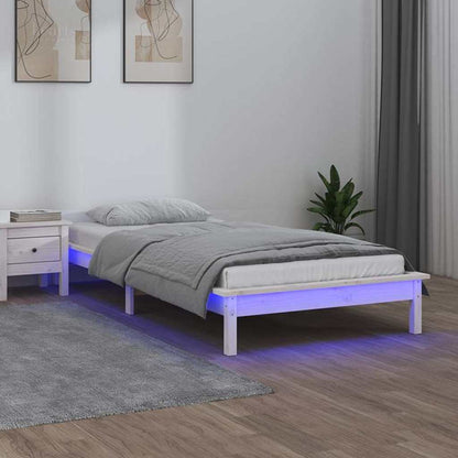 Giroletto con LED Bianco 90x190 cm Single in Legno Massello