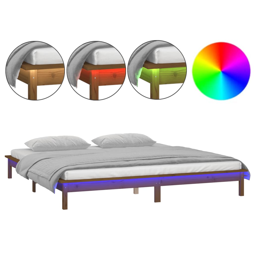 Giroletto con LED senza Materasso Ambra 140x190 Legno Massello