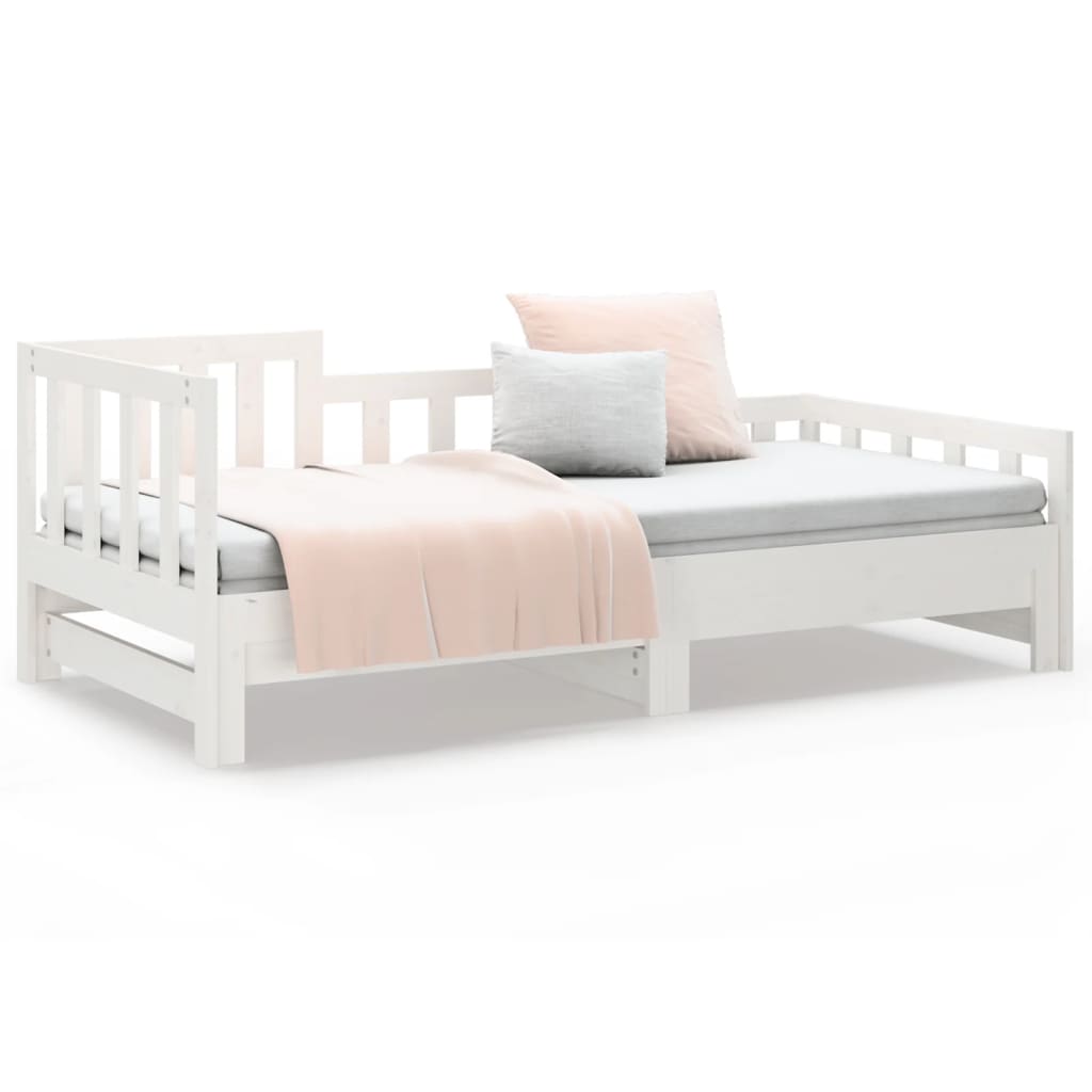 Dormeuse Estraibile Bianca 2x(90x200) cm Legno Massello di Pino