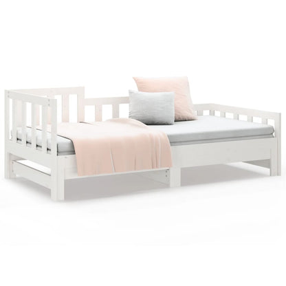 Dormeuse Estraibile Bianca 2x(90x200) cm Legno Massello di Pino