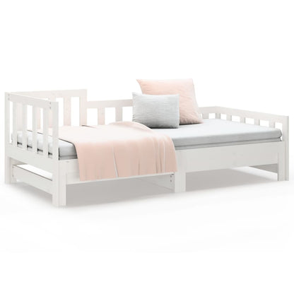 Dormeuse Estraibile Bianca 2x(90x190) cm Legno Massello di Pino
