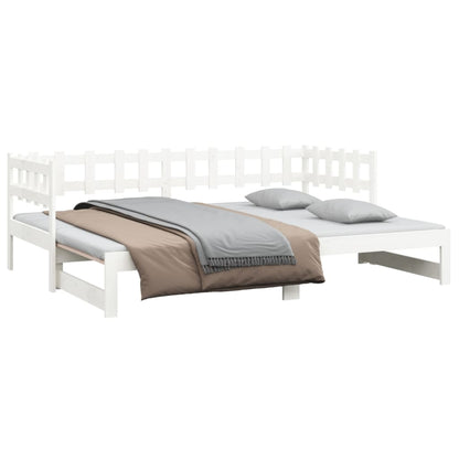 Dormeuse Estraibile Bianca 2x(90x190) cm Legno Massello di Pino