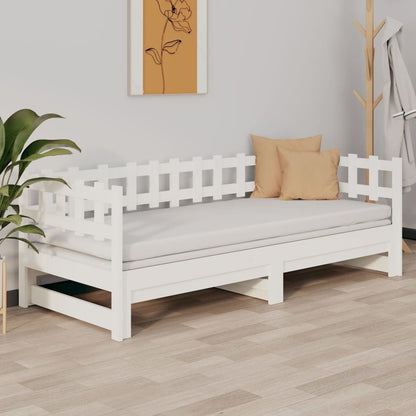 Dormeuse Estraibile Bianca 2x(90x190) cm Legno Massello di Pino