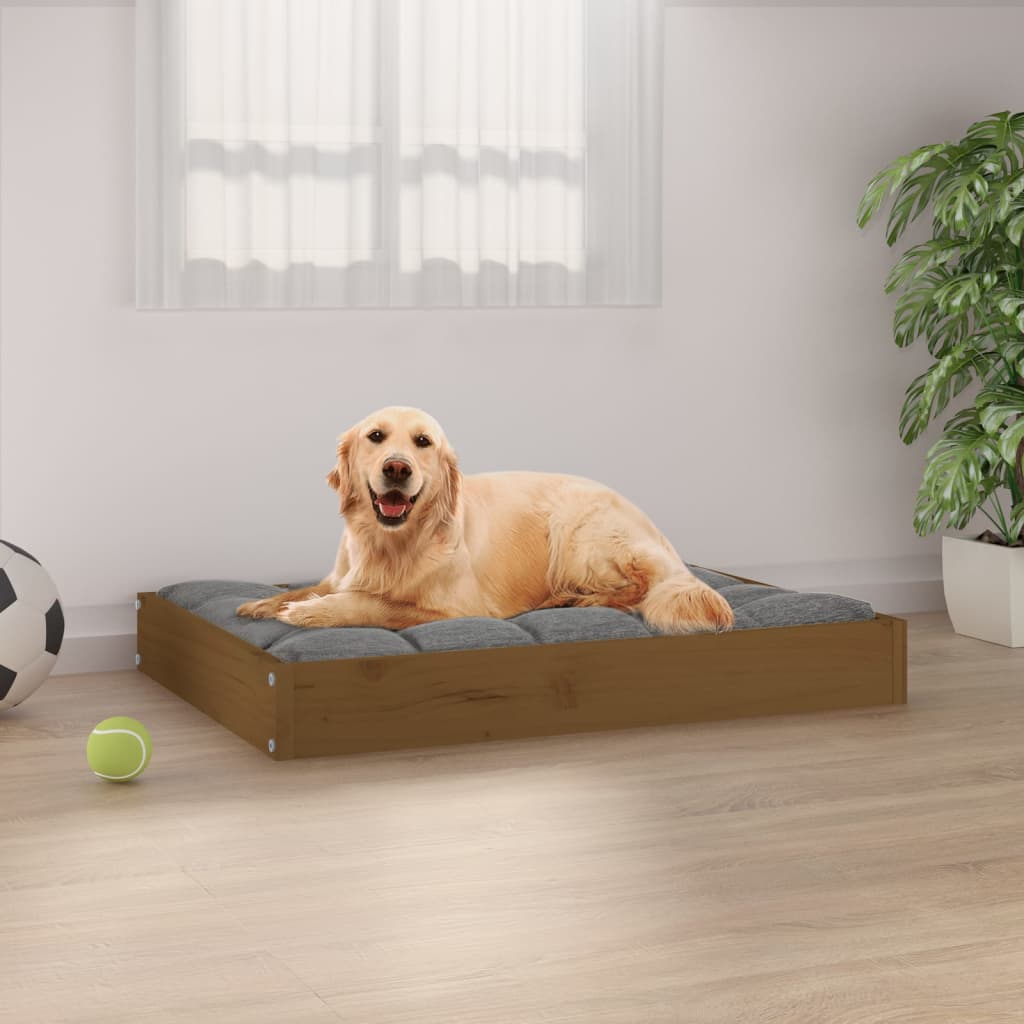 Cuccia per Cani Ambrata 71,5x54x9 cm in Legno Massello di Pino