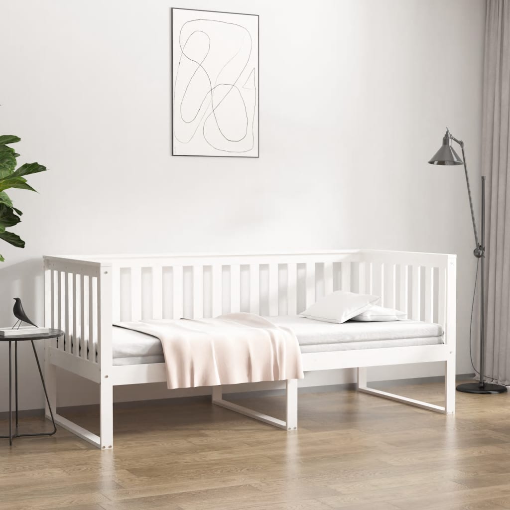 Dormeuse senza Materasso Bianca 90x190 cm Legno Massello Pino