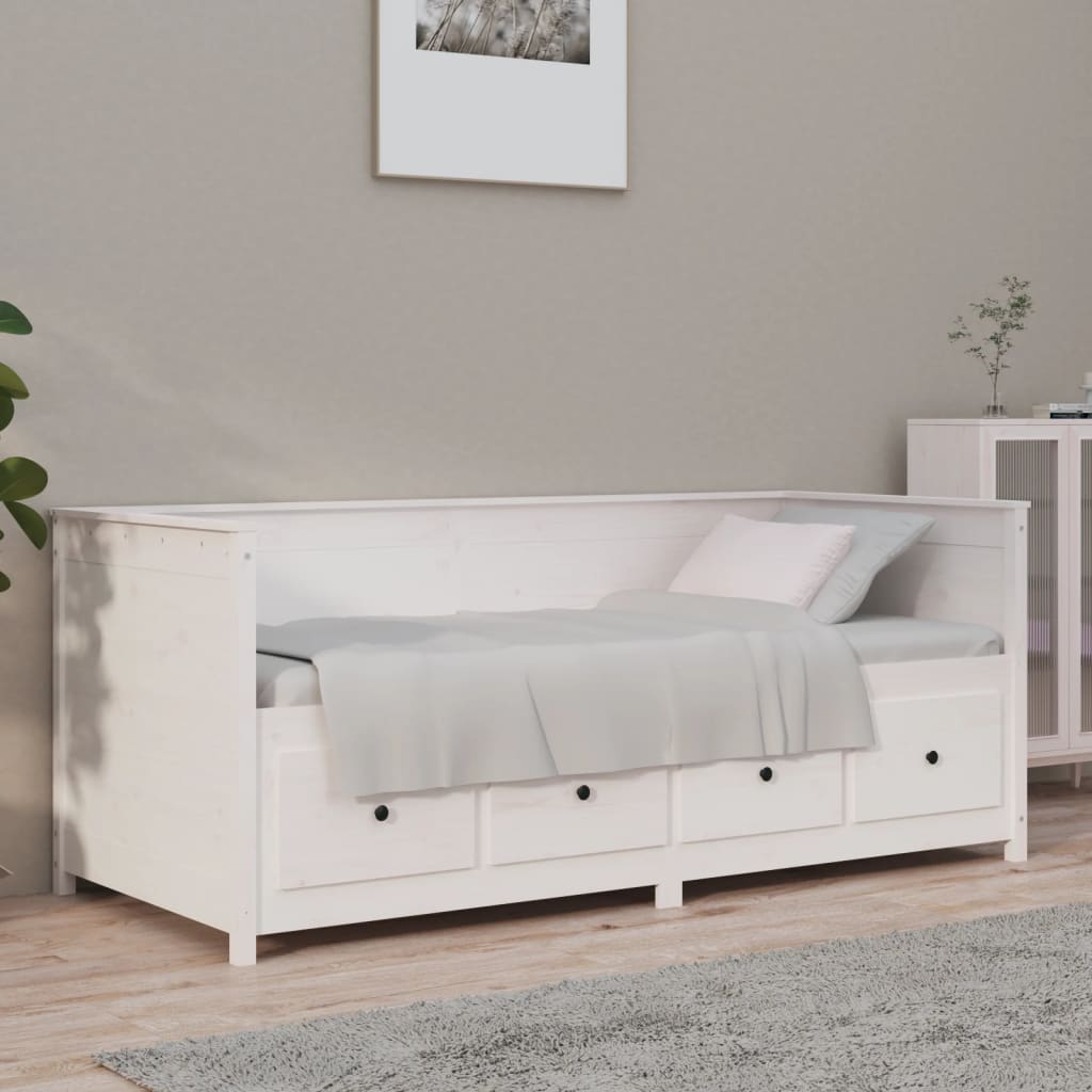 Dormeuse senza Materasso Bianco 100x200 cm Legno Massello Pino