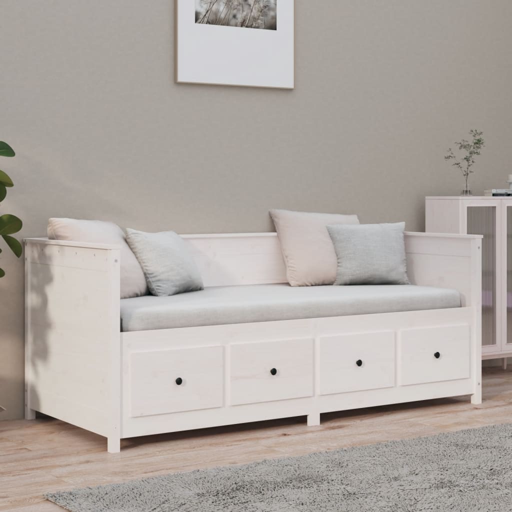 Dormeuse senza Materasso Bianca 90x190 cm Legno Massello Pino