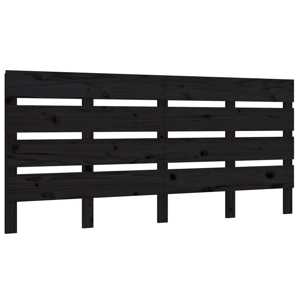 Testiera per Letto Nera 150x3x80 cm in Legno Massello di Pino