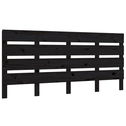Testiera per Letto Nera 150x3x80 cm in Legno Massello di Pino