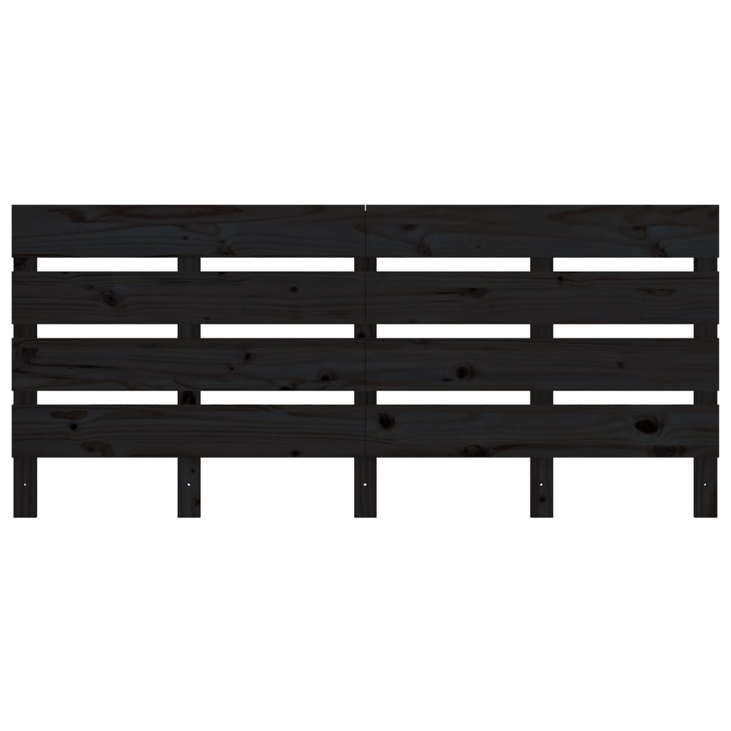 Testiera per Letto Nera 150x3x80 cm in Legno Massello di Pino
