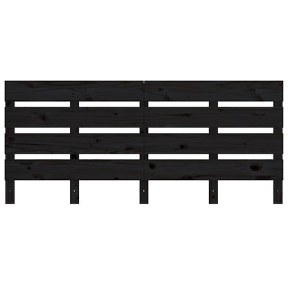 Testiera per Letto Nera 150x3x80 cm in Legno Massello di Pino