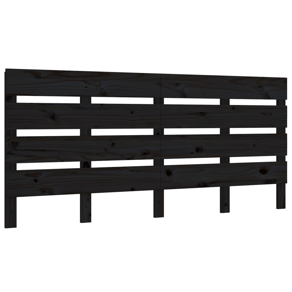 Testiera per Letto Nera 180x3x80 cm in Legno Massello di Pino