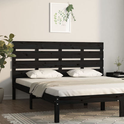 Testiera per Letto Nera 180x3x80 cm in Legno Massello di Pino