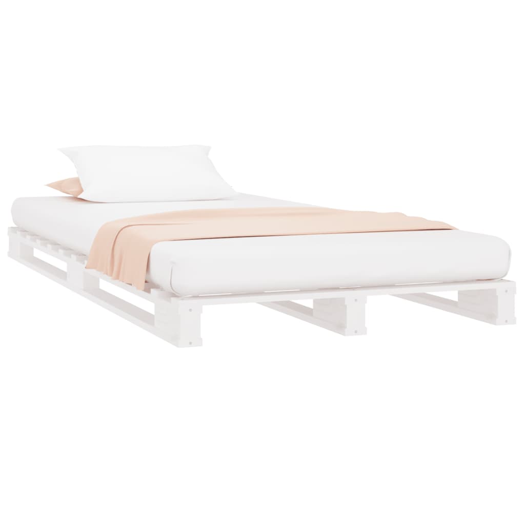 Letto a Pallet Bianco 90x200 cm in Legno Massello di Pino
