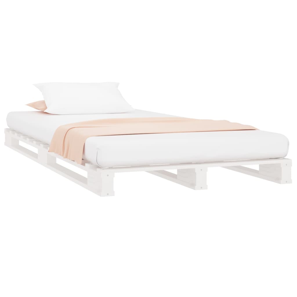 Letto a Pallet Bianco 100x200 cm in Legno Massello di Pino