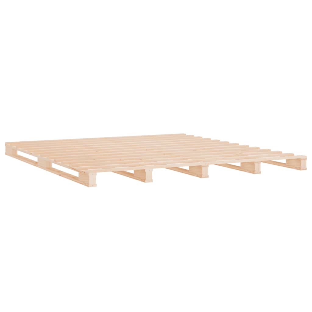 Letto a Pallet 140x200 cm in Legno Massello di Pino