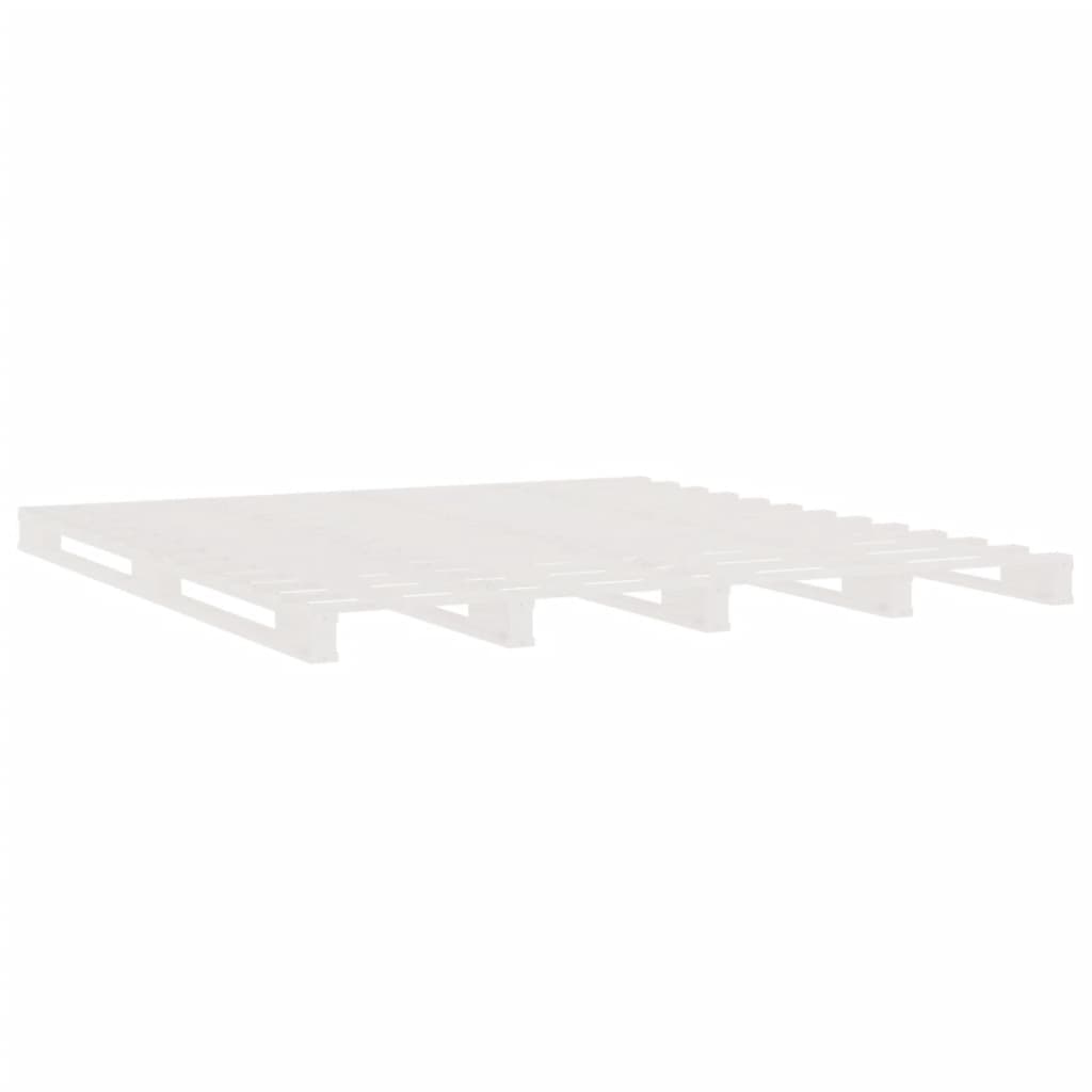 Letto a Pallet Bianco 160x200 cm in Legno Massello di Pino