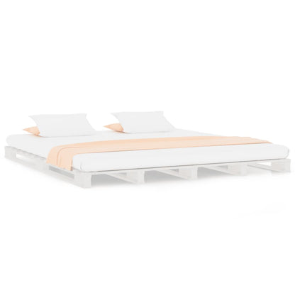 Letto a Pallet Bianco 180x200 cm Super King in Legno Massello