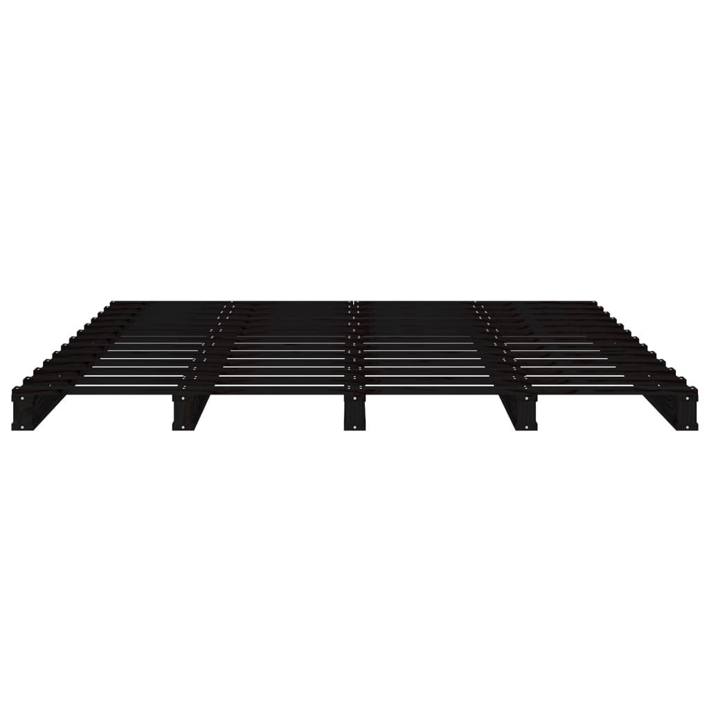 Letto a Pallet Nero 180x200 cm Super King in Legno Massello