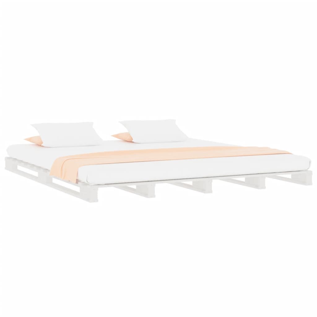 Letto a Pallet Bianco 200x200 cm in Legno Massello di Pino
