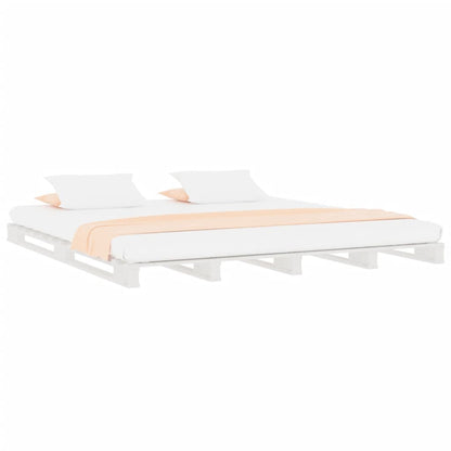 Letto a Pallet Bianco 200x200 cm in Legno Massello di Pino