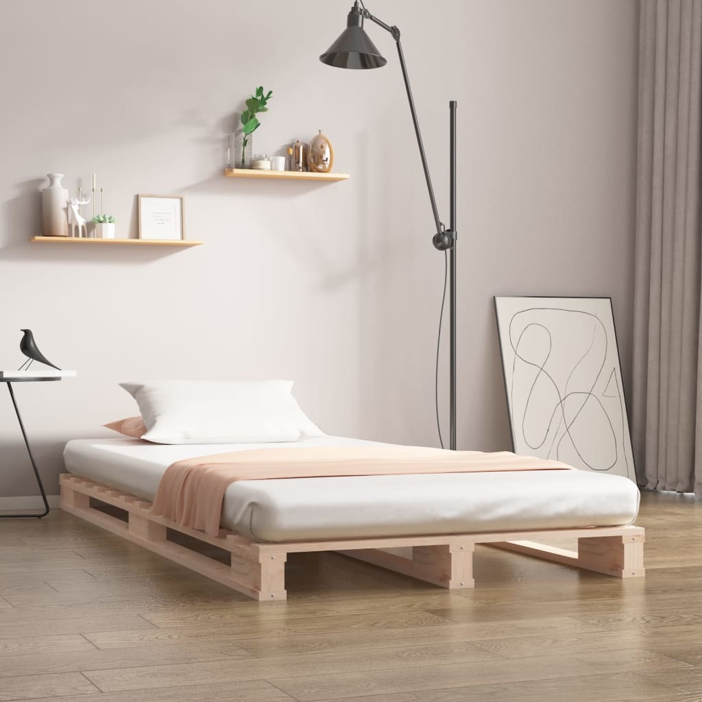 Letto a Pallet 90x190 cm Single in Legno Massello di Pino