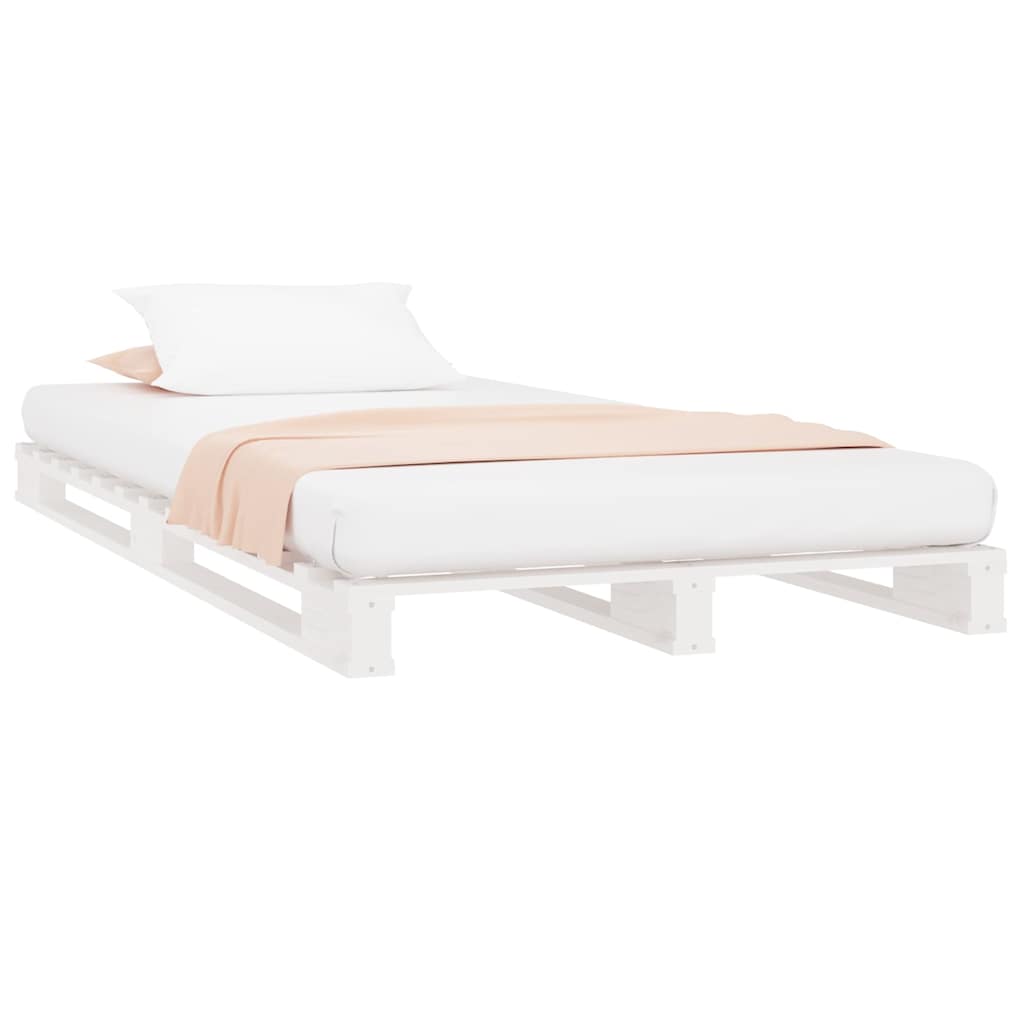 Letto a Pallet Bianco 90x190 cm Single Legno Massello di Pino
