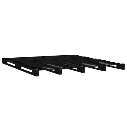 Letto a Pallet Nero 135x190 cm Double Legno Massello di Pino