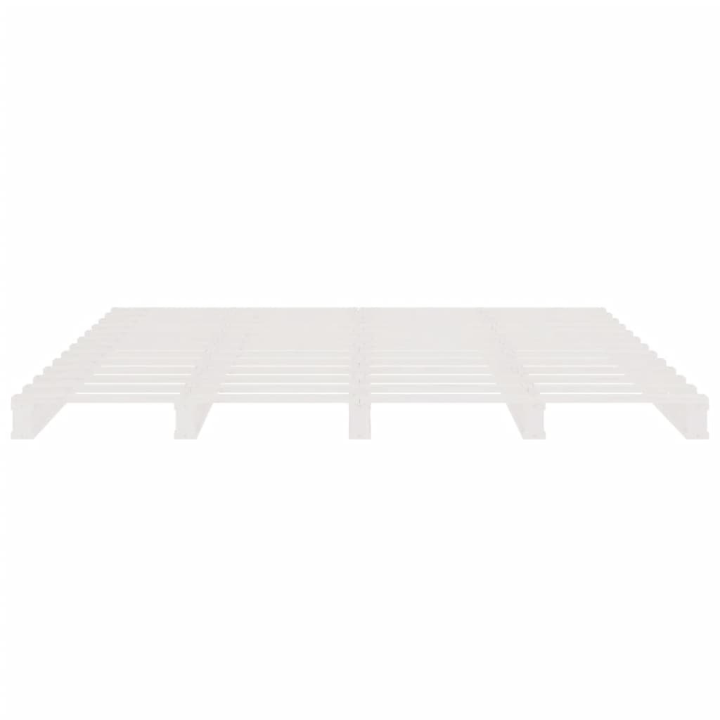 Letto a Pallet Bianco 140x190 cm in Legno Massello di Pino