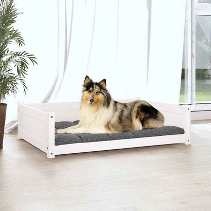 Cuccia per Cani Bianca 95,5x65,5x28cm in Legno Massello di Pino