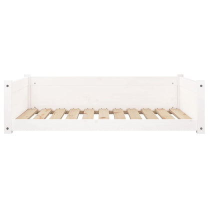 Cuccia per Cani Bianca 95,5x65,5x28cm in Legno Massello di Pino
