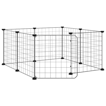 Gabbia per animali domestici a 8 pannelli con porta nera 35x35 cm in acciaio