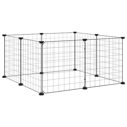 Gabbia per animali domestici a 8 pannelli con porta nera 35x35 cm in acciaio