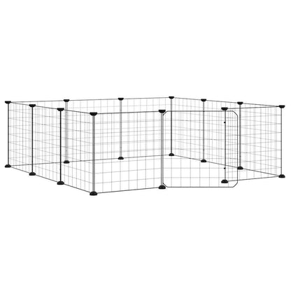 Gabbia per animali domestici a 12 pannelli con porta nera 35x35 cm in acciaio