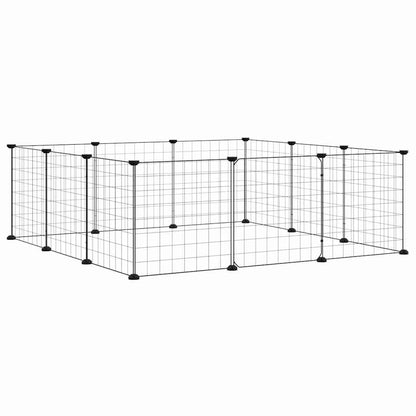 Gabbia per animali domestici a 12 pannelli con porta nera 35x35 cm in acciaio