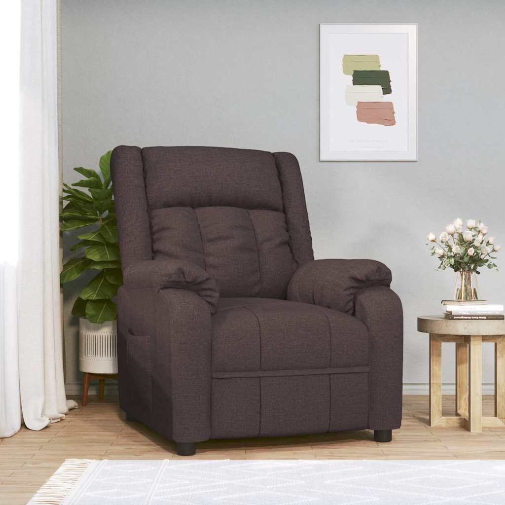 Poltrona reclinabile Marrone scuro 82 x 93 x 96 cm Tessuto