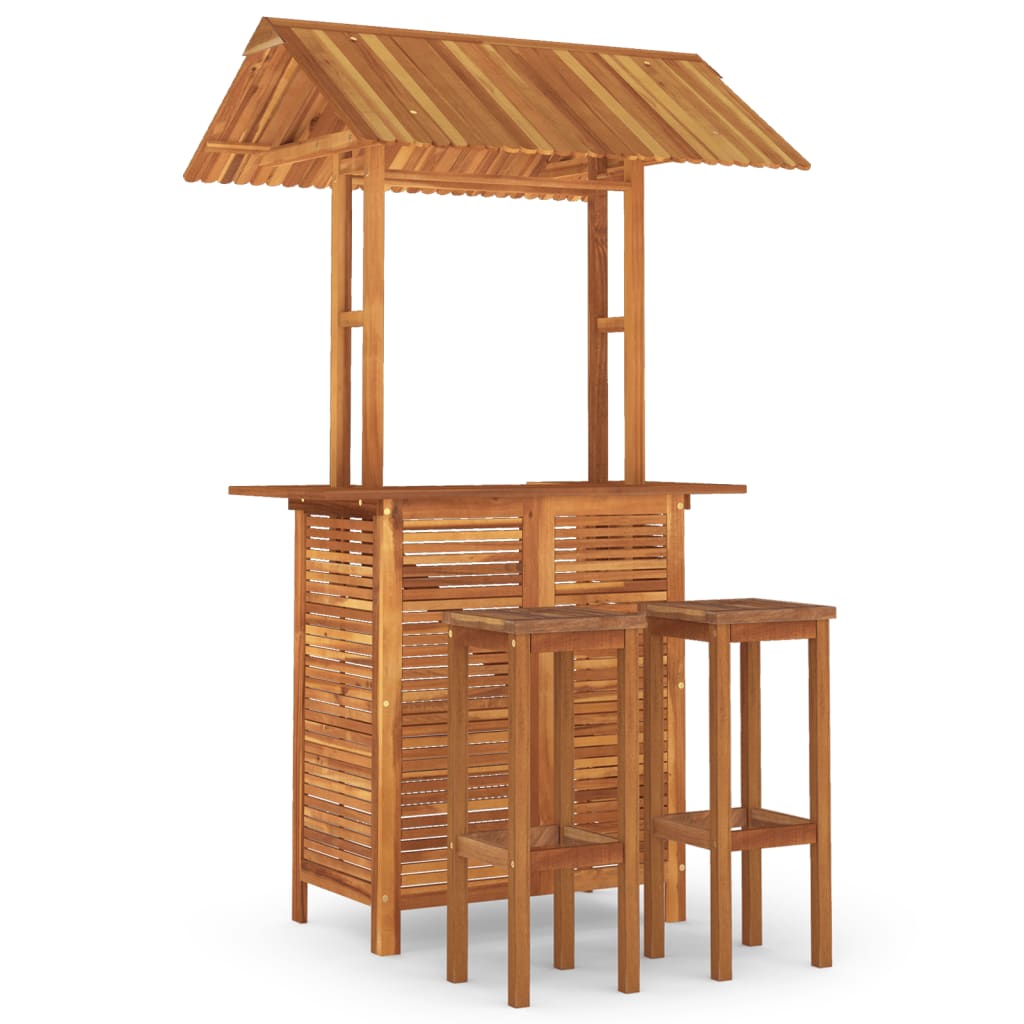Set da Bar per Giardino 3 pz in Legno Massello di Acacia