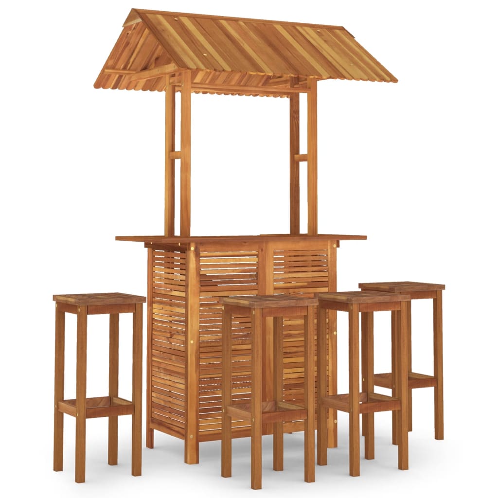 Set da Bar per Giardino 5 pz in Legno Massello di Acacia