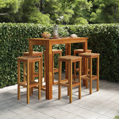 Set da Bar da Giardino 7 pz in Legno Massello di Acacia