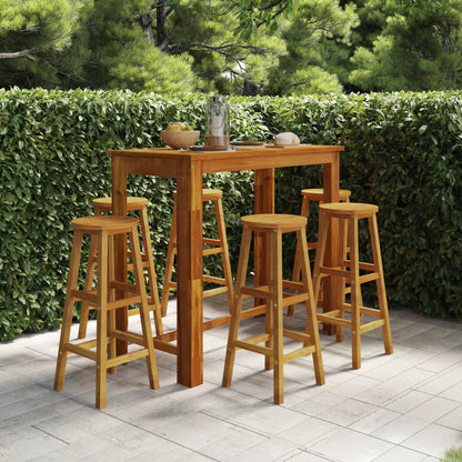 Set da Bar da Giardino 7 pz in Legno Massello di Acacia