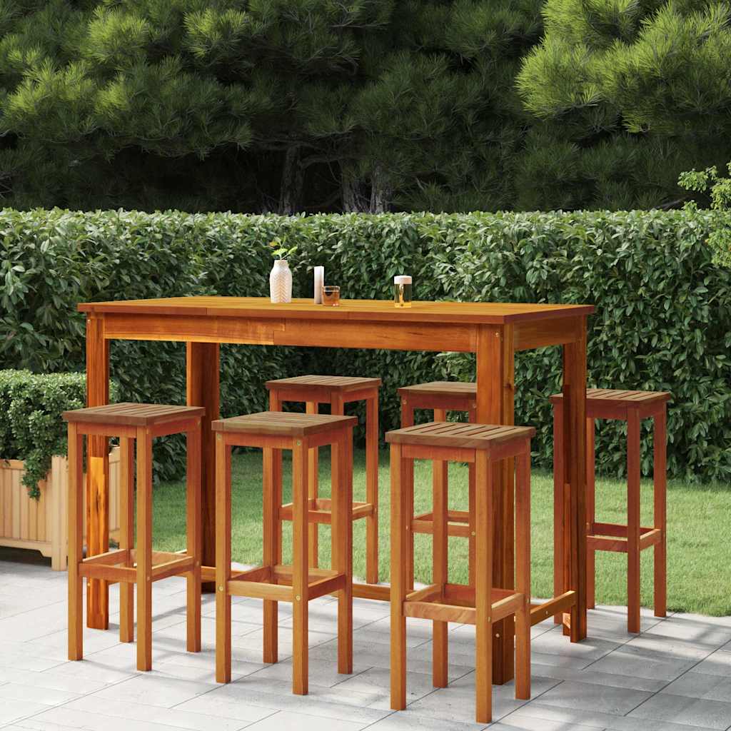 Set da Bar da Giardino 7 pz in Legno Massello di Acacia