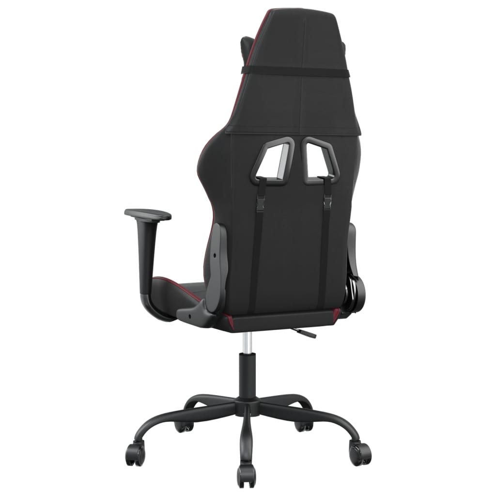 Sedia Gaming Massaggio Nero e Rosso Vino in Similpelle