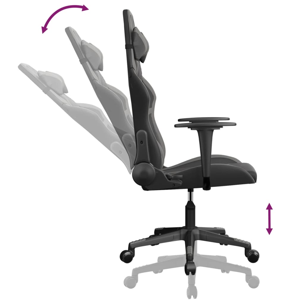 Sedia da Gaming Massaggiante Nero e Grigio in Similpelle