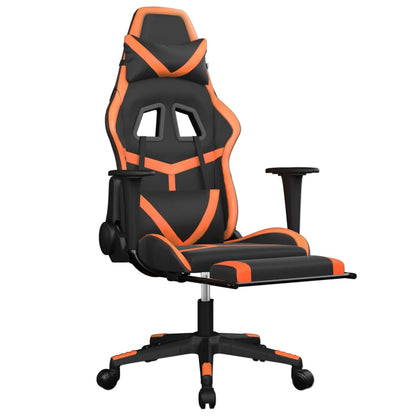 Sedia Gaming Massaggio Poggiapiedi Nero e Arancione Similpelle