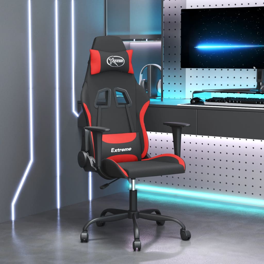 Sedia da Gaming Nero e Rosso in Tessuto
