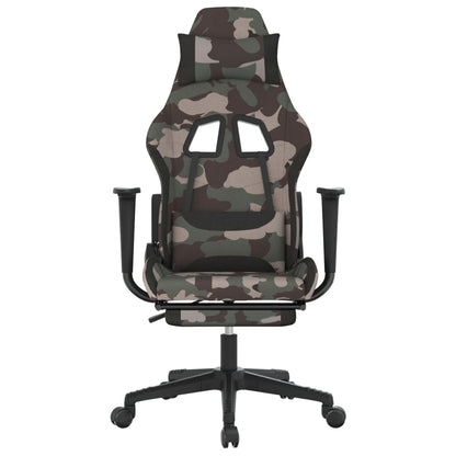 Sedia da Gaming Massaggi Poggiapiedi Nero e Mimetico in Tessuto