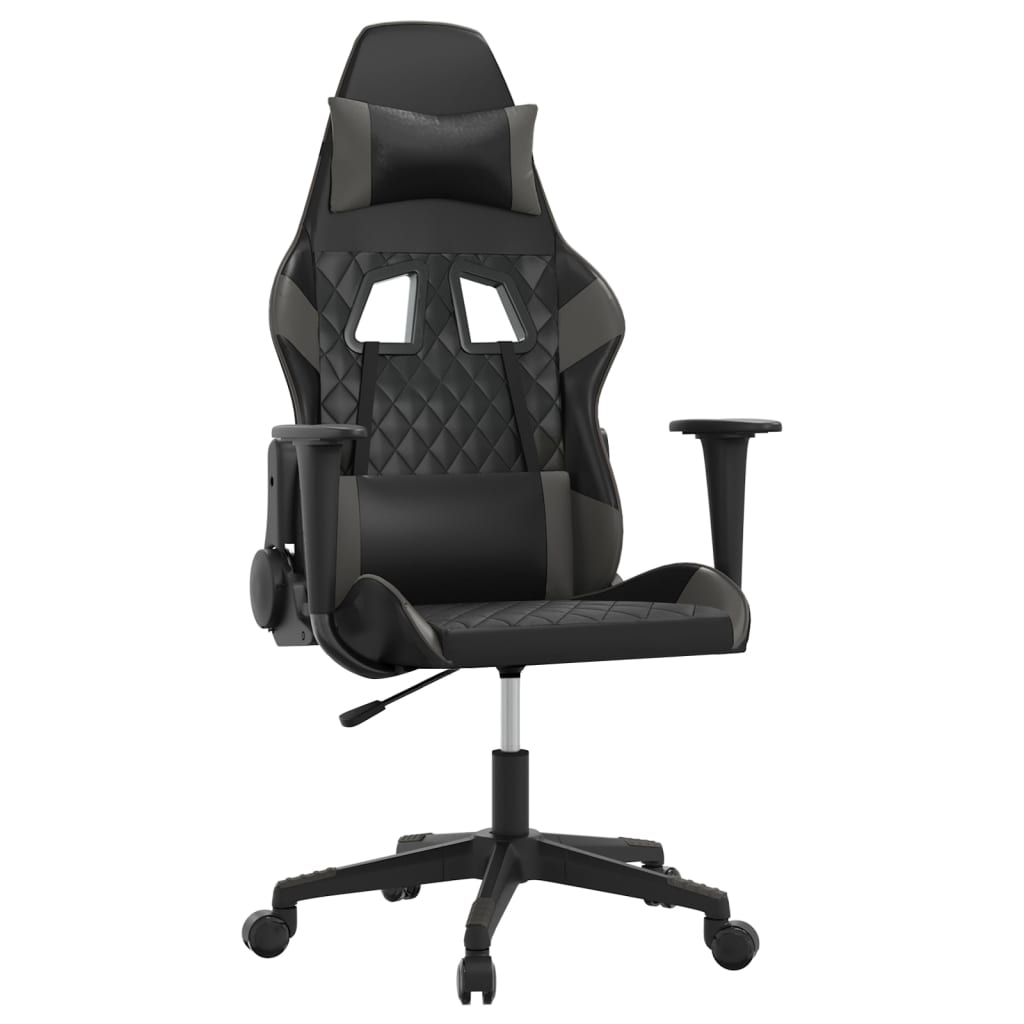 Sedia da Gaming Massaggiante Nero e Grigio in Similpelle