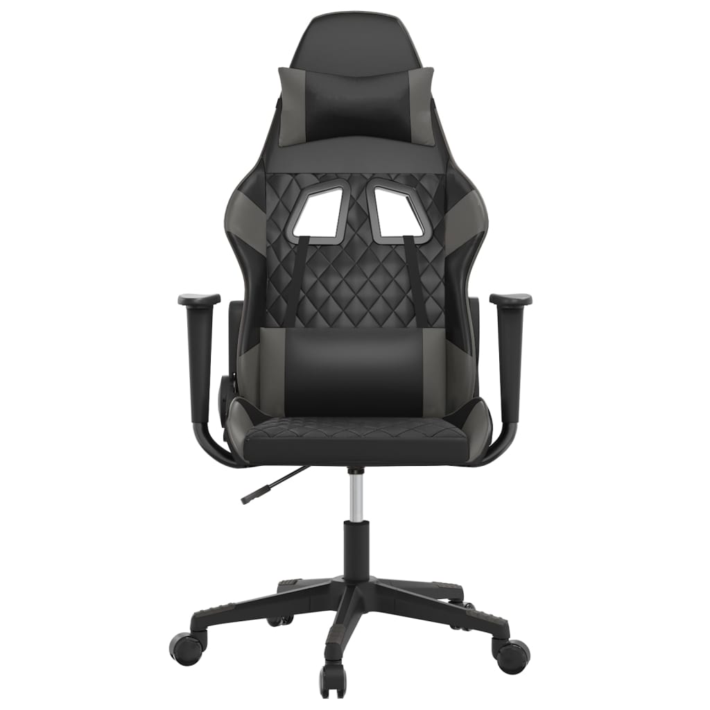 Sedia da Gaming Massaggiante Nero e Grigio in Similpelle